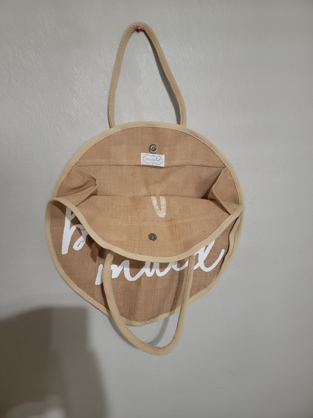 Bridesmaid Round Jute Tote Bag - Natural - Picture 2 of 2